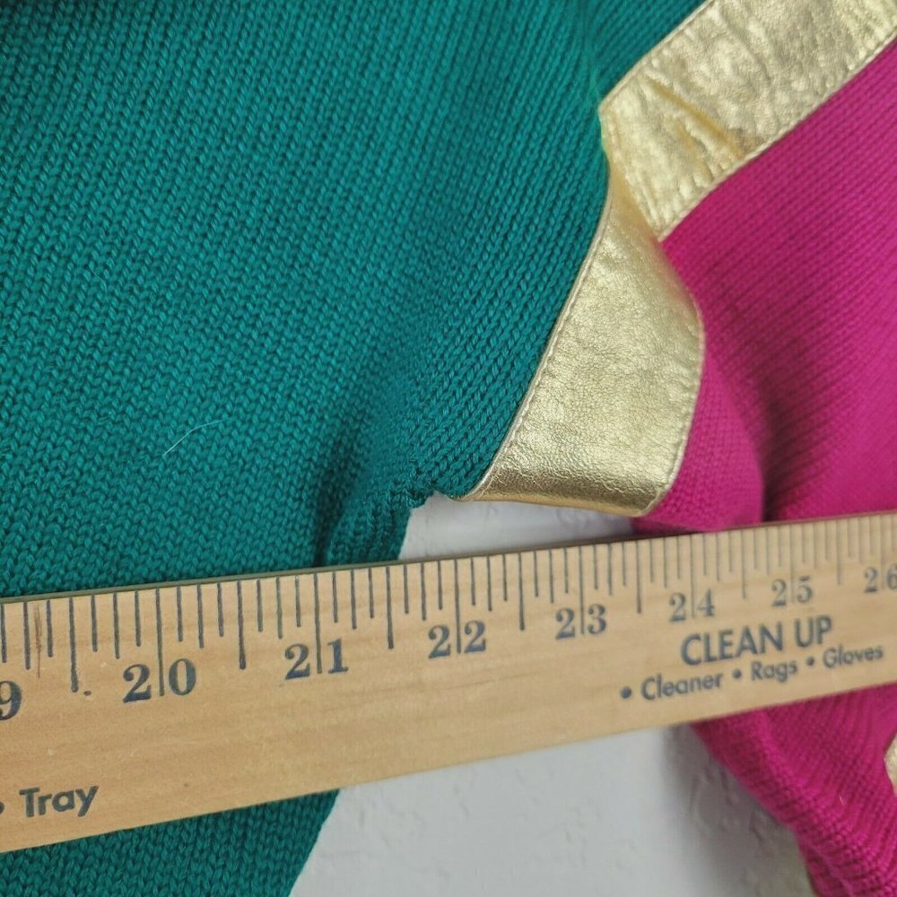 St. John Separates Cropped Sweater Small Color Block Royal Purple Gold Designer - Picture 7 of 12